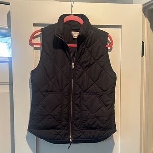 J. Crew Black Quilted Zip-Front Vest